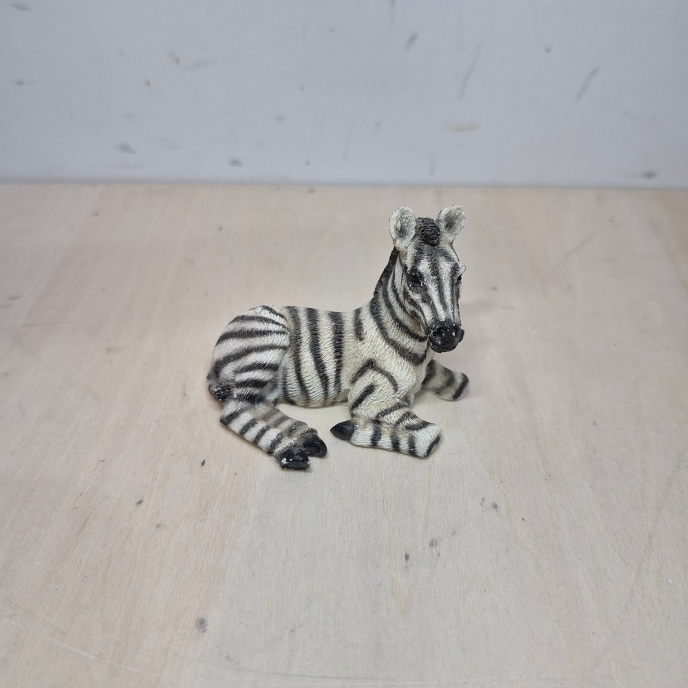 Vintage Miniature Zebra Figurine Resting Safari Animal Collectible Decor